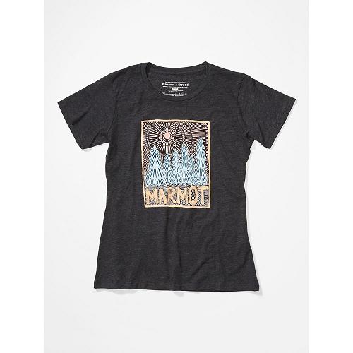 Marmot Woodblock T-Shirts For Womens Black GVB829745